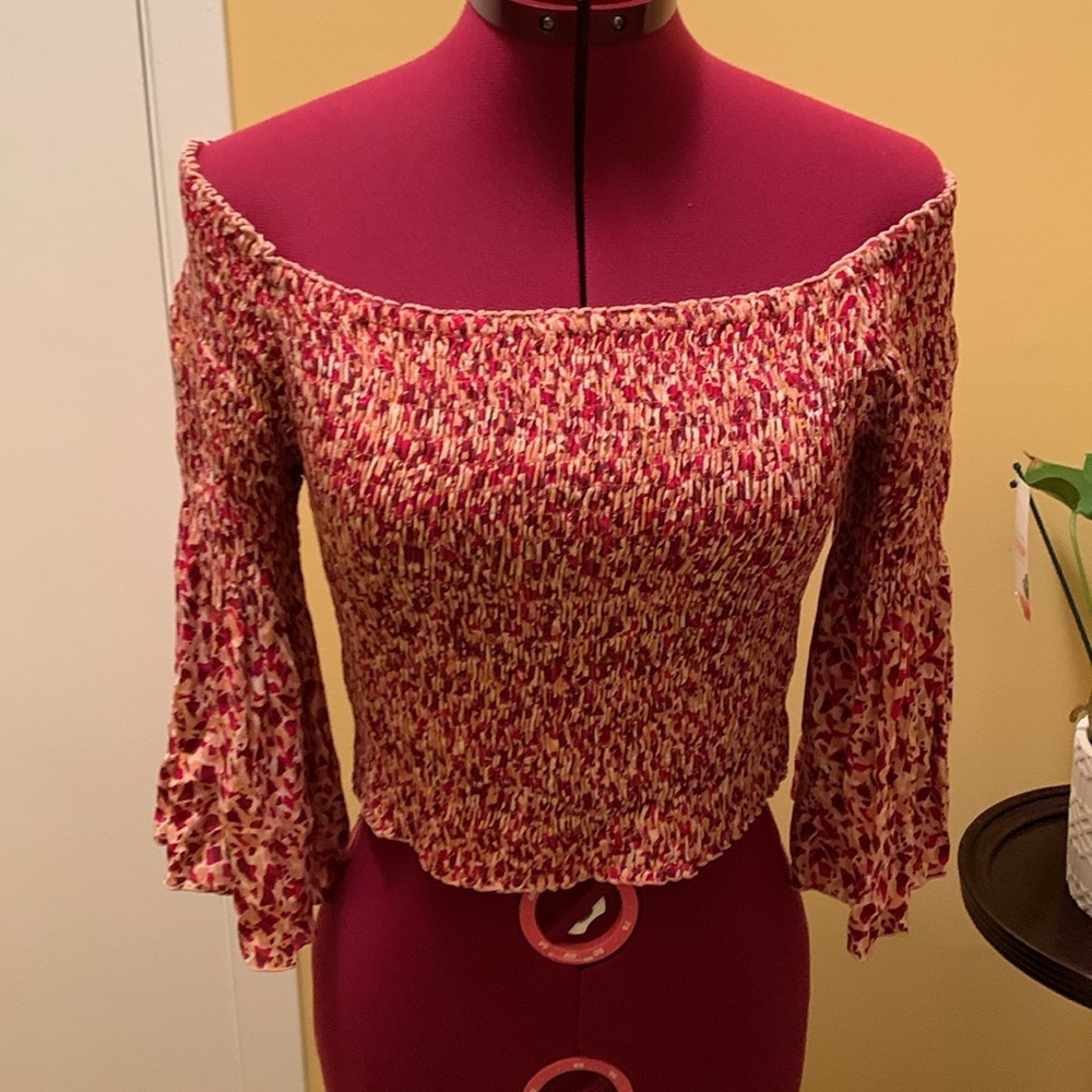 Poupette St. Barth Red Floral Smocked Blouse - Picture 5 of 13